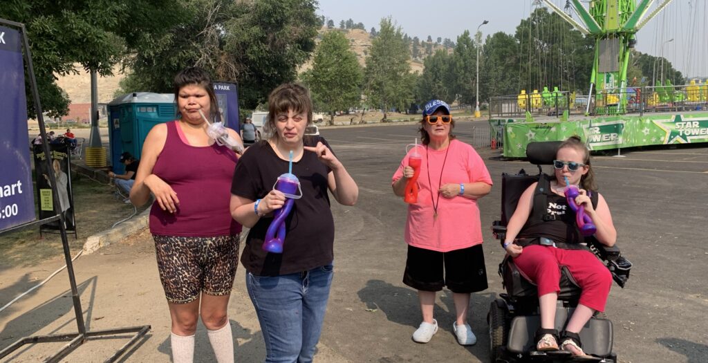Adults with special needs in a park